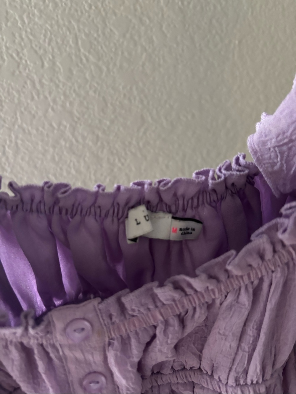 Lush Lavender Ruffle Smocked Button-Front Crop Top - Picture 2 of 2